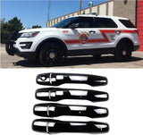 NINTE for 2011-2019 Ford Explorer Door Handle Cover Painted Gloss Black ABS with 2 Smart Keyholes