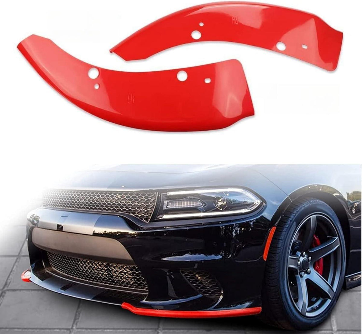 TESIN Front Bumper Lip Splitter Protector For Dodge Challenger SRT 2015-2020 (Yellow)
