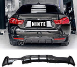 NINTE Rear Bumper For 2014-20 BMW 4 Series F32 F33 F36 M Sport Single Twin Exhaust Rear Diffuser Lip Splitter