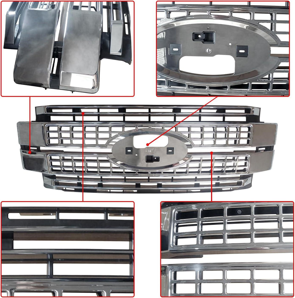 NINTE Front Bumper Grill For 2017 - 2019 Ford F250 F350 Super Duty ABS Chrome Replacement Insert Grille Car Accessories HC3Z - 8200 - CC HC3Z8200CC - NINTE