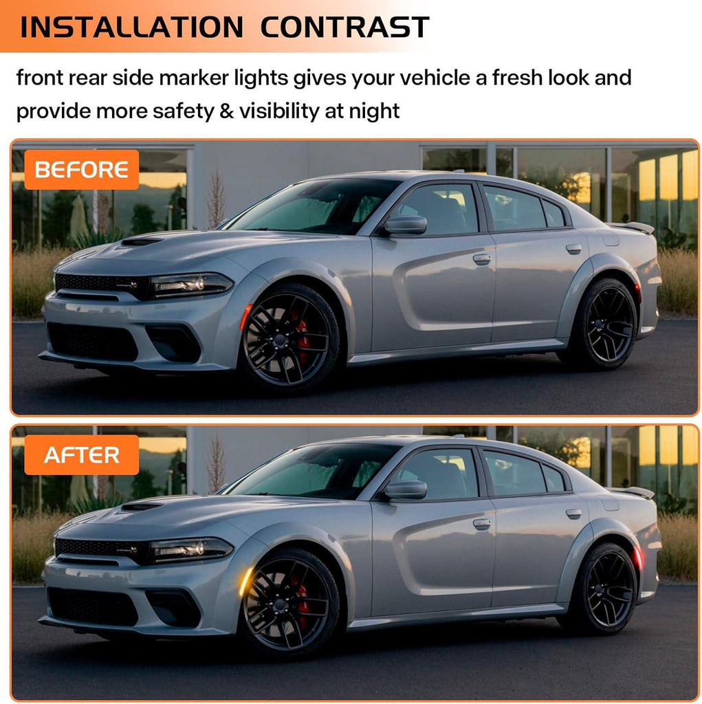 NINTE For 2015 - 2024 Dodge Charger R/T Scat Pack SXT GT SRT Front Rear Smoked Lens Lamps LED Side Marker Lights - NINTE