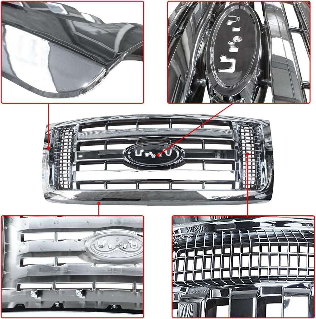 NINTE Silver Front Grille Assembly For 2009 - 2014 Ford F150 XL model Replacement - NINTE