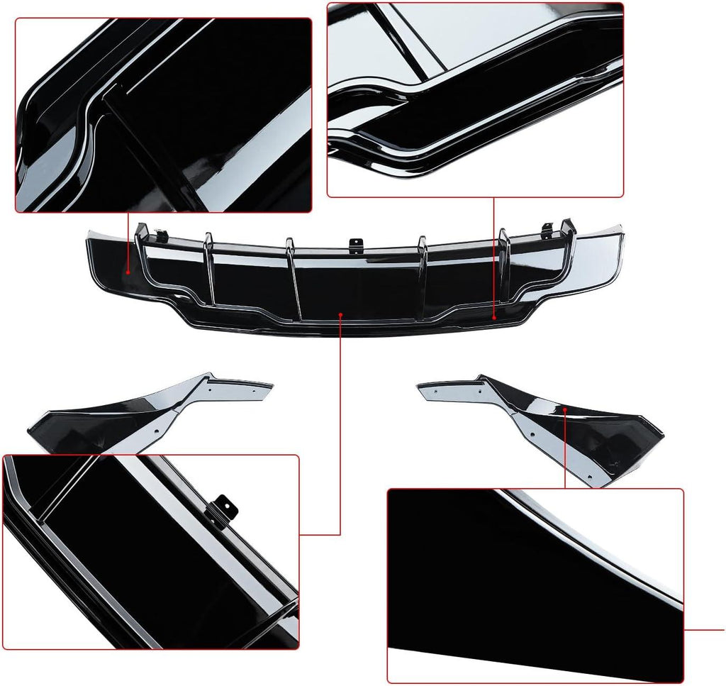 NINTE Rear Diffuser for 2017 - 2023 Tesla Model 3 ABS Painted Rear Bumper Lip Diffuser + Aprons 3PC - NINTE