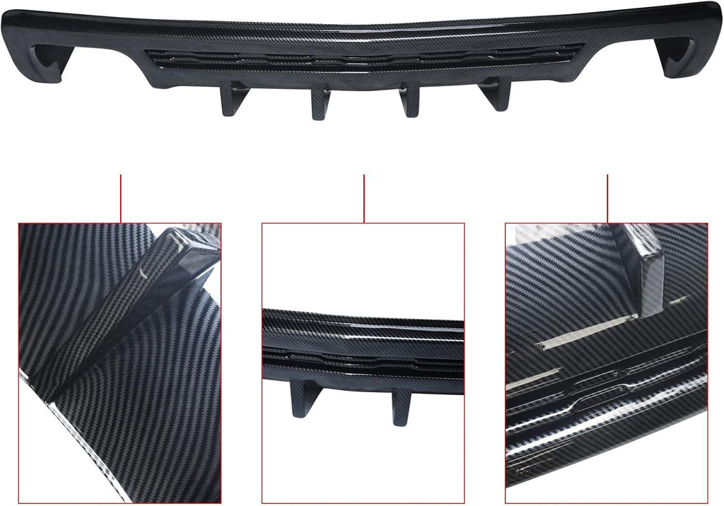 NINTE Rear Diffuser For 2014 2015 Chevy Camaro ZL1 Shark Fin Style Rear Bumper Carbon Fiber Look - NINTE