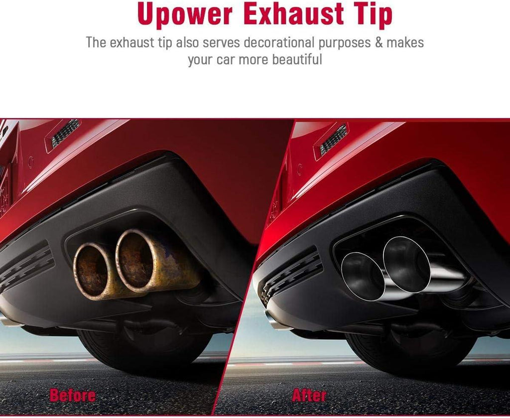 NINTE Pair of Dual Exhaust Tips Staggered Single Wall 304 Stainless Steel for ID: 2.5 inch/OD: 3.5"/ Length: 10.25" - NINTE