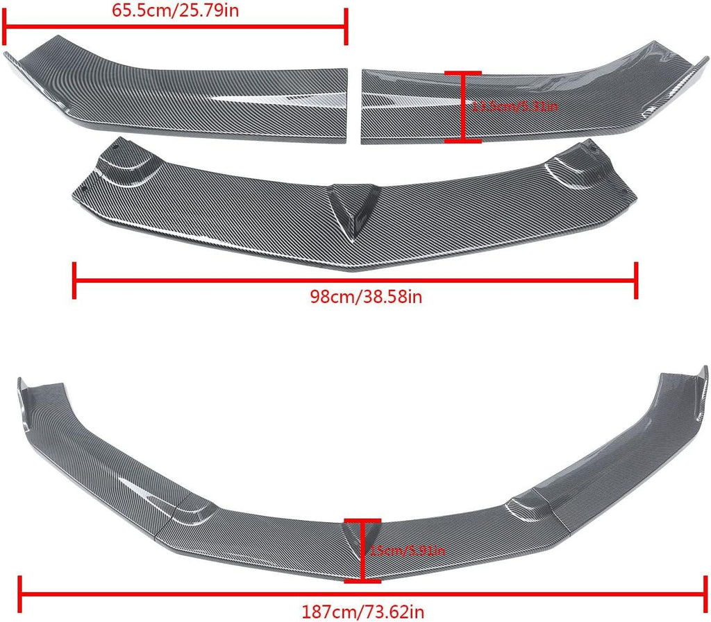 NINTE Front Lip for 2016 - 2021 ChevroletCamaro SS / 2019 - 2021 LS LT RS 3 Pieces Front Bumper Lip Spoiler Splitters - NINTE