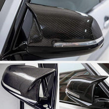 Laden Sie das Bild in den Galerie-Viewer, NINTE Real Carbon Fiber Mirror Covers For 2012 - 2018 BMW 3 Series F30 F31 F34 4 Series F32 F33 F36 1 Series F20 2 Series F22 F23 X1 E84 M2 F87 Tape - On Overlay(NOT the Replacement) - NINTE