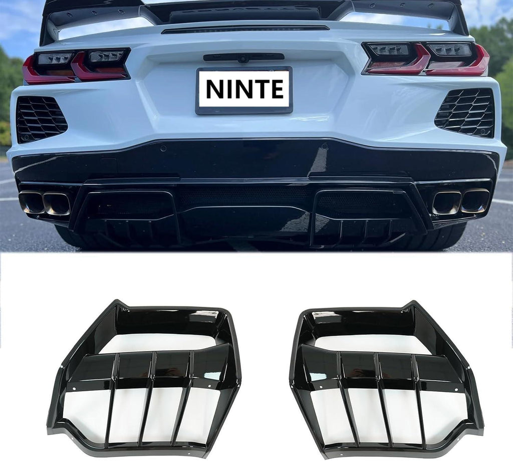 NINTE For 2020 - 2024 Corvette C8 Stingray/Z51/E - Ray Rear Diffuser Rear Lower Bumper Diffuser Lip Spoiler Splitter - NINTE