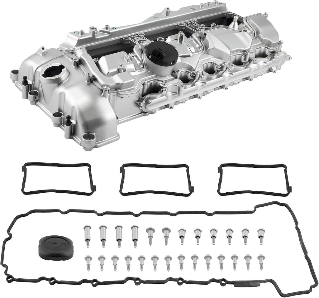NINTE ALUMINUM Valve Cover with Gasket Cap for BMW 135i 335i 535i 640i 740i X3 X5 N55 11127570292 - NINTE