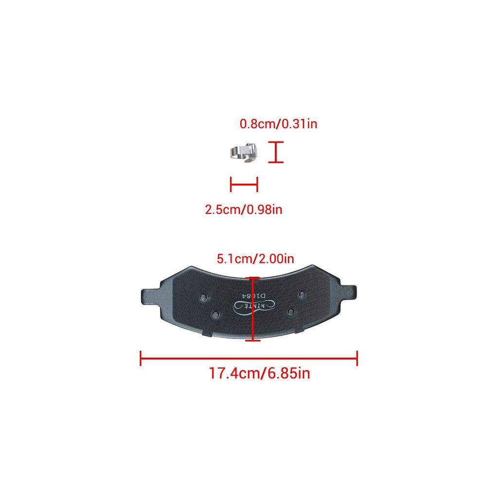 NINTE Rear Ceramic Brake Pads w/ Hardware for Chevy Silverado GMC Sierra Yukon XL 1500 - NINTE