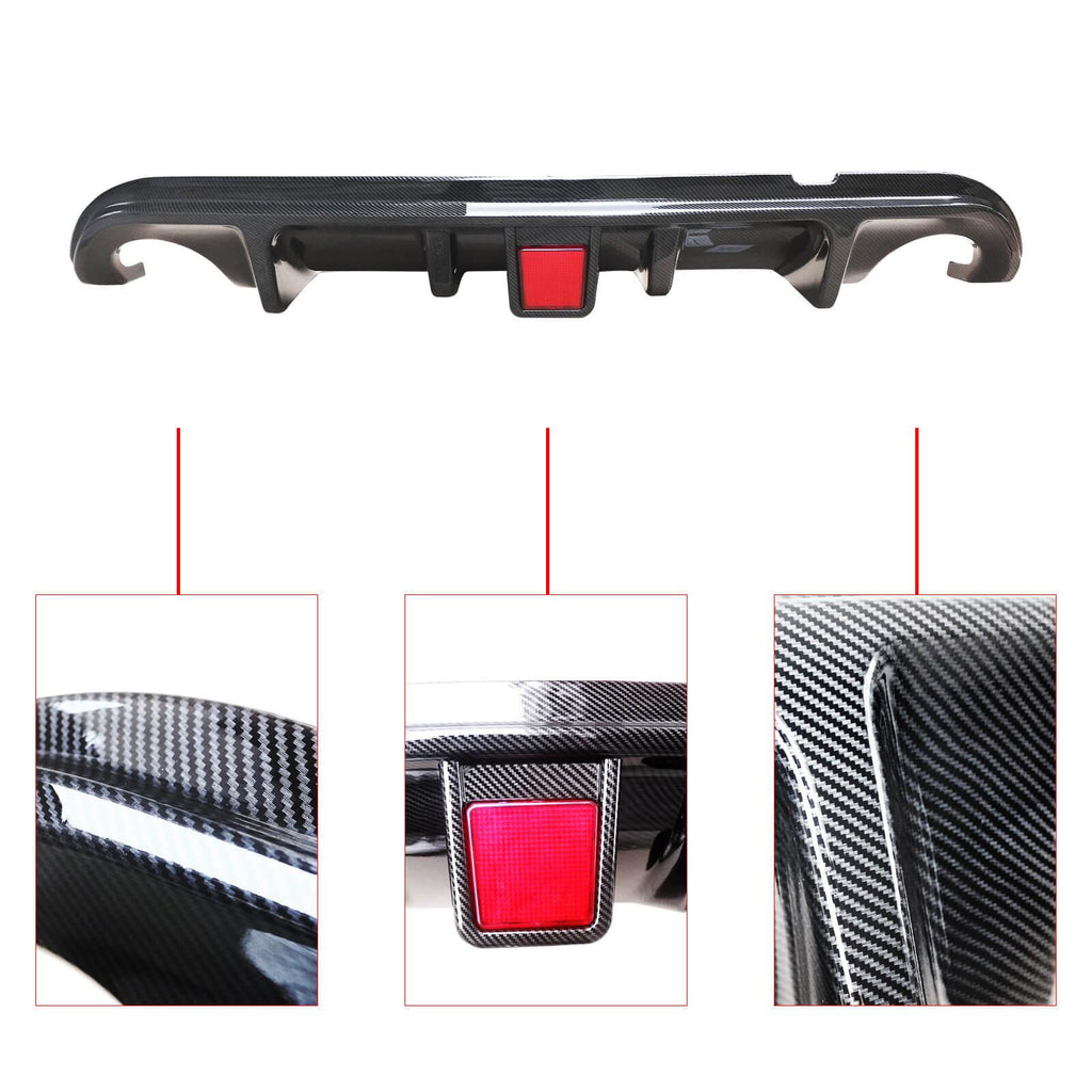NINTE For 2014 - 2017 INFINITI Q50 Rear Diffuser Rear Bumper Lip Rear Lip Real functional Brake Light - NINTE