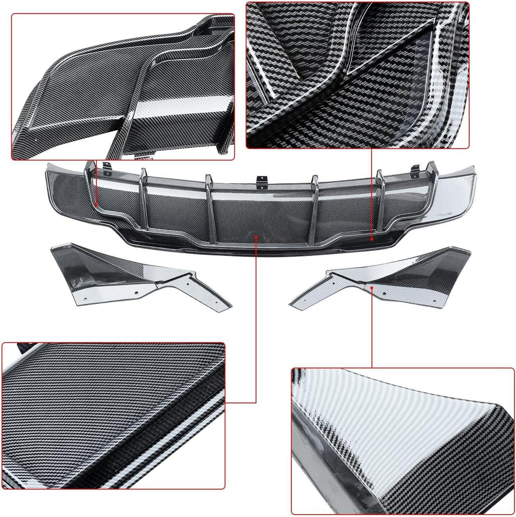 NINTE Rear Diffuser for 2017 - 2023 Tesla Model 3 ABS Painted Rear Bumper Lip Diffuser + Aprons 3PC - NINTE