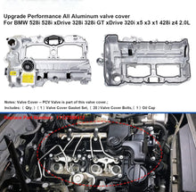 Charger l'image dans la galerie, NINTE Upgrade Aluminum Valve Cover Kit for 2012 - 2018 BMW N20 320i 328i 528i X3 X5 X1 Z4 2.0L L4 Replace 11127588412 - NINTE
