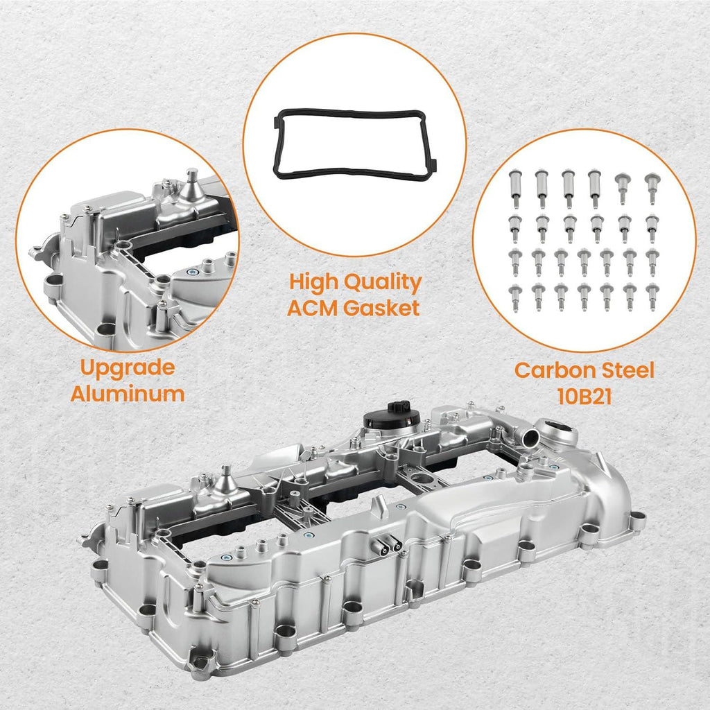 NINTE ALUMINUM Valve Cover with Gasket Cap for BMW 135i 335i 535i 640i 740i X3 X5 N55 11127570292 - NINTE