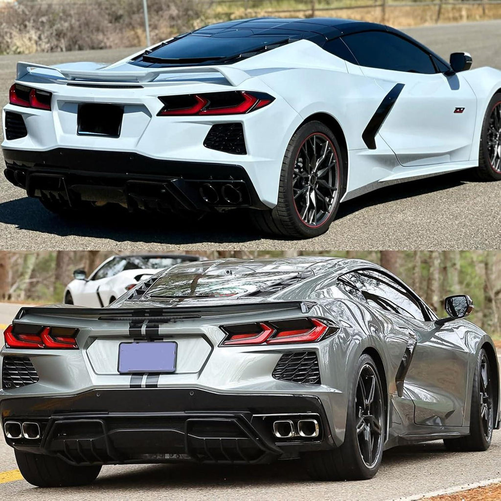 NINTE For 2020 - 2024 Corvette C8 Stingray/Z51/E - Ray Rear Diffuser Rear Lower Bumper Diffuser Lip Spoiler Splitter - NINTE