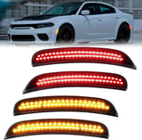 NINTE For LED Side Marker Lights2015-2024 Dodge Charger R/T Scat Pack SXT GT SRT Front Rear Smoked Lens Lamps