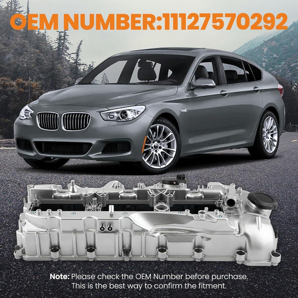 NINTE ALUMINUM Valve Cover with Gasket Cap for BMW 135i 335i 535i 640i 740i X3 X5 N55 11127570292 - NINTE