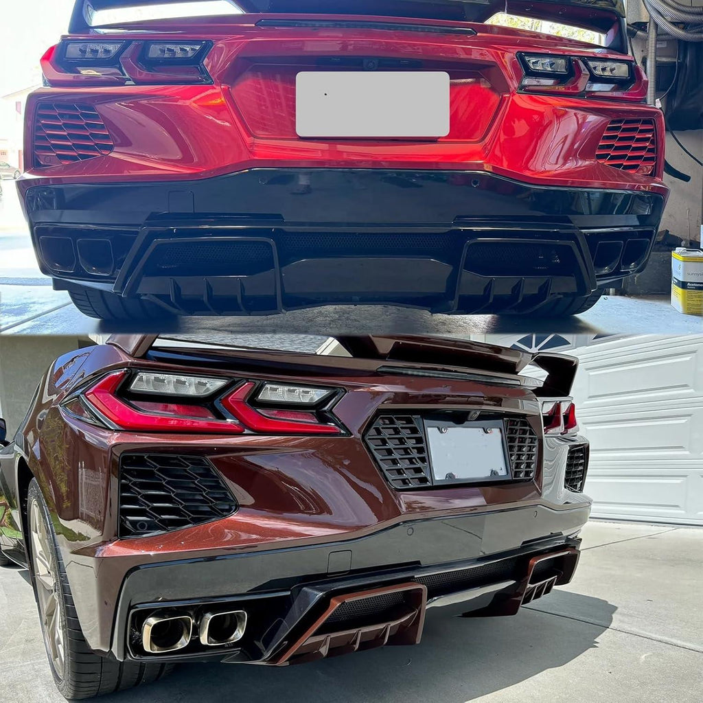 NINTE For 2020 - 2024 Corvette C8 Stingray/Z51/E - Ray Rear Diffuser Rear Lower Bumper Diffuser Lip Spoiler Splitter - NINTE