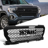 NINTE Front Hood Grille For 2019-2021 GMC Sierra 1500 ABS Denali Mesh Style Gloss Blcak