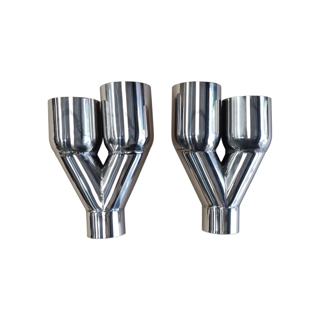 NINTE Pair of Dual Exhaust Tips Staggered Single Wall 304 Stainless Steel for ID: 2.5 inch/OD: 3.5"/ Length: 10.25" - NINTE