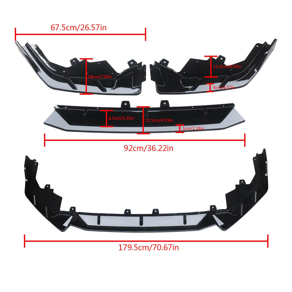 NINTE For 2022 - 2024 Gen Honda Civic 11th & Hatchback Front Lip ABS 3 Pieces Front Bumper Lip Splitter - NINTE