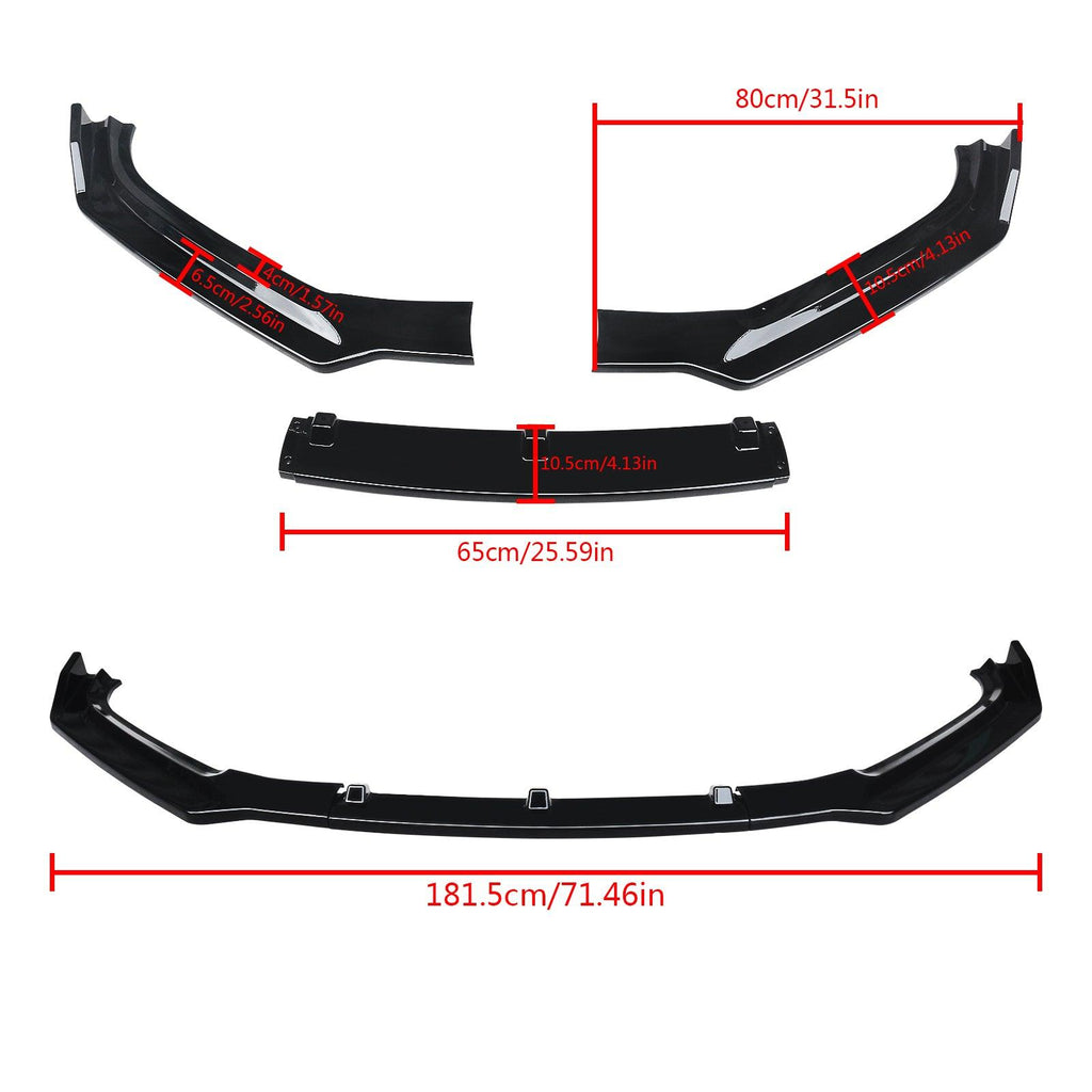 NINTE For 2017 - 2018 Audi A4 Sport ABS Front Lip Painted 3 Pieces Lower Bumper Splitter - NINTE