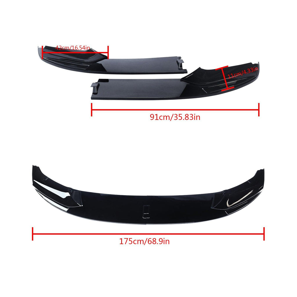 NINTE For 2011 - 2016 BMW 5 Series F10 M Sport Front Lip Bumper ABS 2Pcs Front Lip Splitter Kit - NINTE