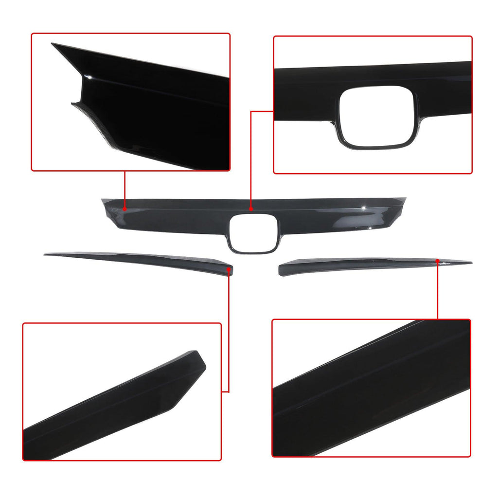 NINTE For 2021 - 2022 Honda Accord Hood Grill Cover with Eyelid Cover ABS 3 Pcs - NINTE
