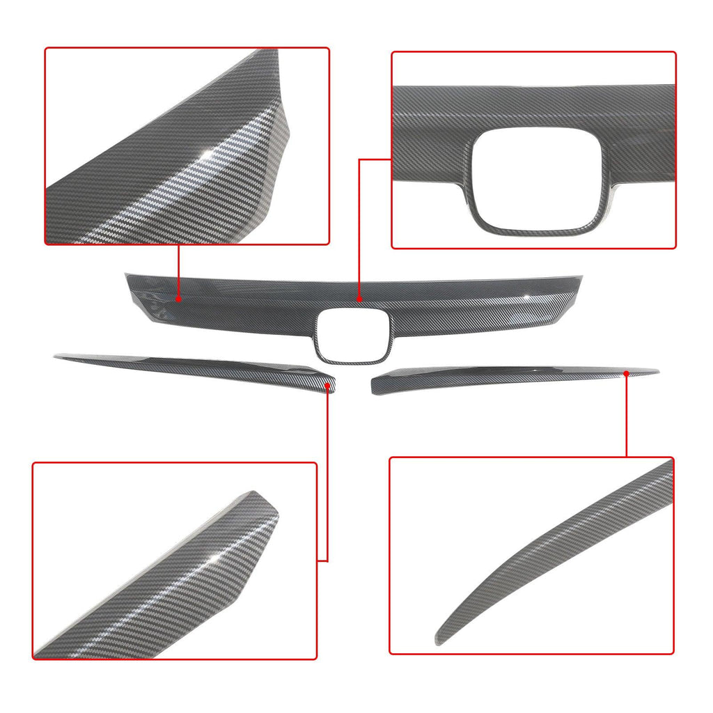 NINTE For 2021 - 2022 Honda Accord Hood Grill Cover with Eyelid Cover ABS 3 Pcs - NINTE
