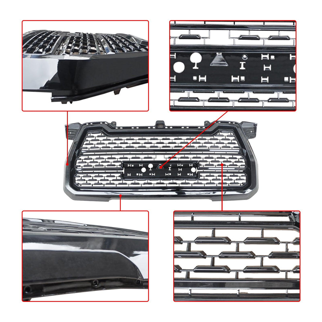 NINTE Front Hood Grille For 2019 - 2021 GMC Sierra 1500 ABS Denali Mesh Style Gloss Blcak - NINTE