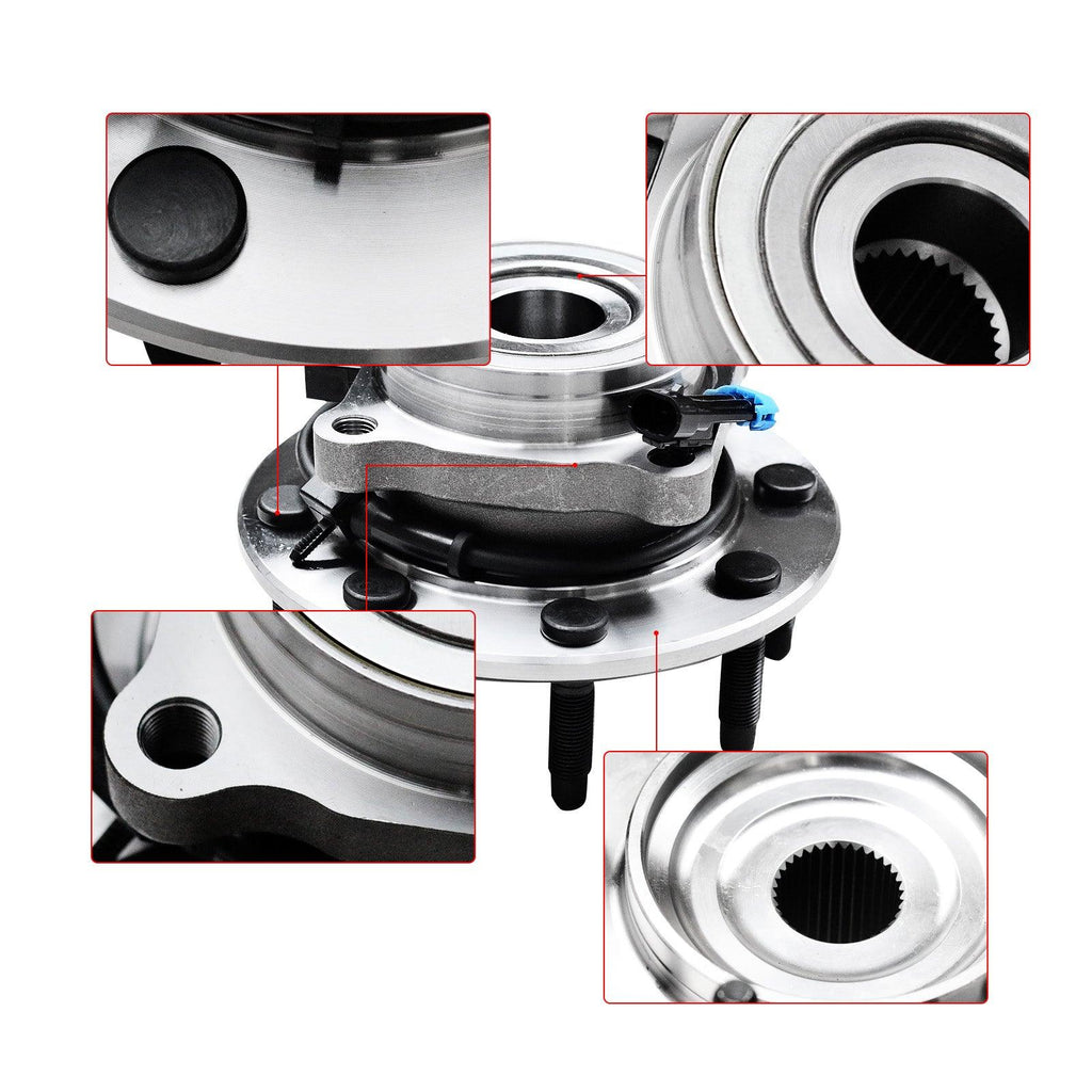 NINTE For Chevrolet & GMC Silverado 2500HD/3500HD 4WD SRW 2 x Front Wheel Bearing and Hub Assembly with ABS & 8 - Lug - NINTE