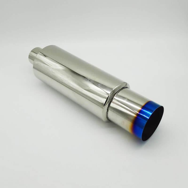 NINTE For Universal Exhaust Muffler 4" JDM Titanium Burnt N1 Tip Stainless T - 304 2.5" Inlet+Silencer - NINTE