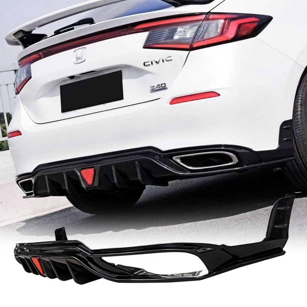 NINTE For 2022 - 2024 11th Gen Honda Civic Hatchback Rear Diffuser & Rear Spoiler Wing Gloss Black - NINTE