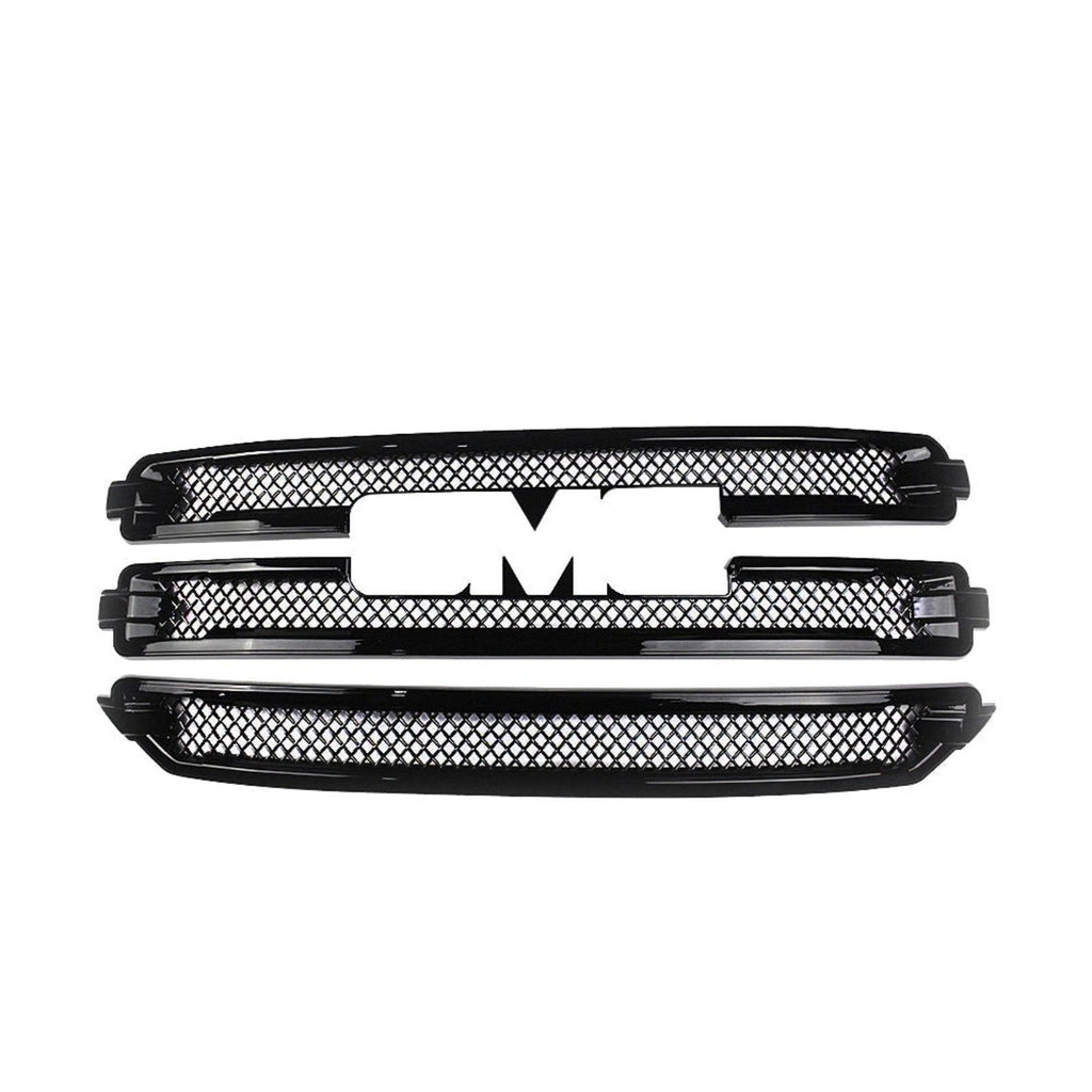 NINTE For 2016 - 2018 GMC Sierra 1500 Grille Overlay Grille Covers Chrome/Gloss Black - NINTE