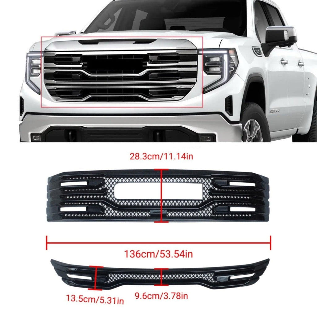 NINTE For 2022 - 2024 GMC Sierra 1500 AT4 SLT Grille Cover ABS Mesh Style NOT REPLACEMENT) - NINTE