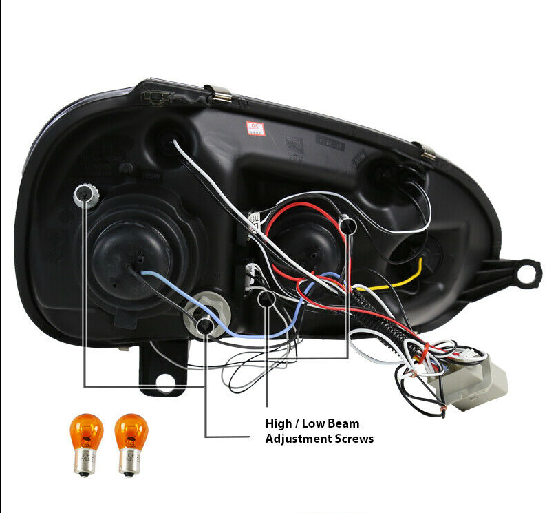 Glossy Black For VW 06-08 Golf Mk5 Jetta Tinted LED Halo Projector Headlights - NINTE
