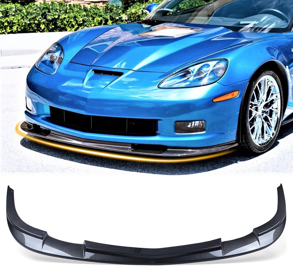 NINTE For 2005 - 2013 Chevy Corvette C6 Z06 Front Splitter ABS ZR1 Style Front Bumper Lip - NINTE