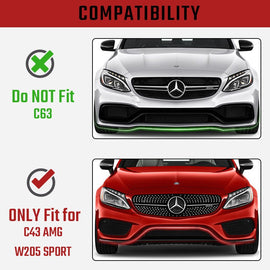NINTE Front Bumper For 2015 - 2018 Mercedes - Benz C43 C - Class W205/C205 Sport AMG - Line Front Lip Splitter - NINTE