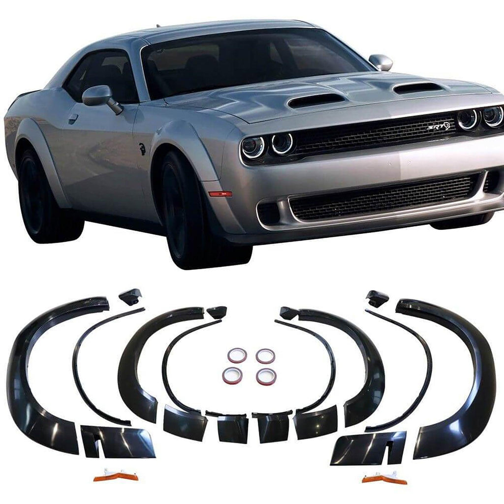 NINTE For 2015 - 2024 Dodge Challenger SRT Hellcat Demon Style Wide Body Fender Flares Unpainted Polypropylene - NINTE