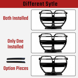 NINTE Nose Grille For 2021 - 2025 BMW M3 G80 M4 G82 G83 V - ST Style Crystal Black - NINTE