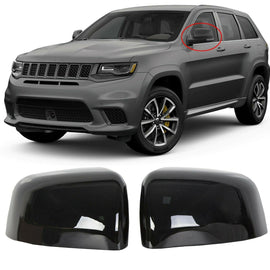 NINTE Mirror Covers for 2011 - 2022 Jeep Grand Cherokee 2011 - 2023 Dodge Durango ABS Gloss Black A PairHalf Overlays - NINTE