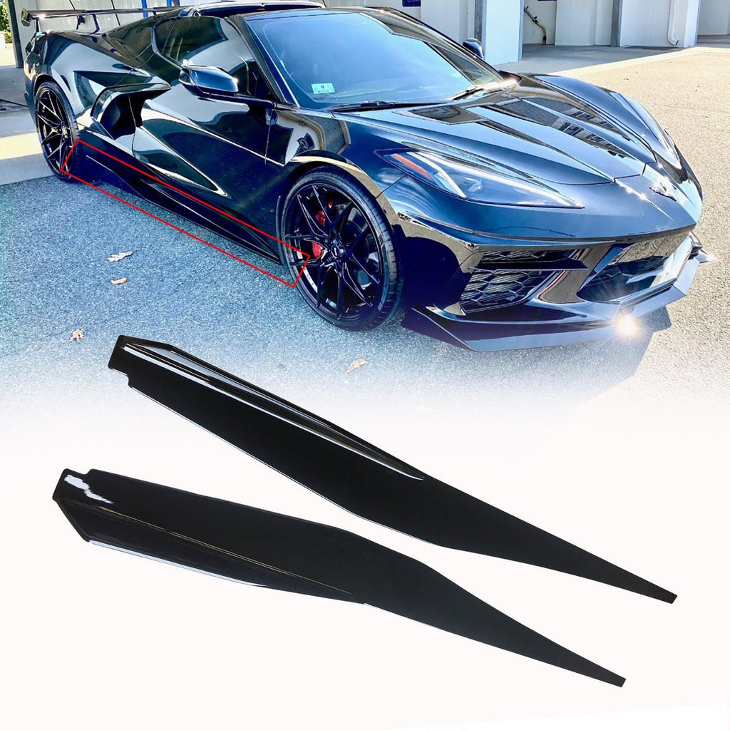 NINTE For 2020 - 2025 Chevy Corvette C8 Side Skirts Stingray GM 5VM Look ABS Painted Rocker Panel Extension NINTE Style - NINTE