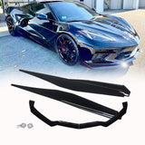 NINTE For 2020-2024 Chevy Corvette C8 Front Lip Side Skirts Gloss Black Bottom Line Style Lips