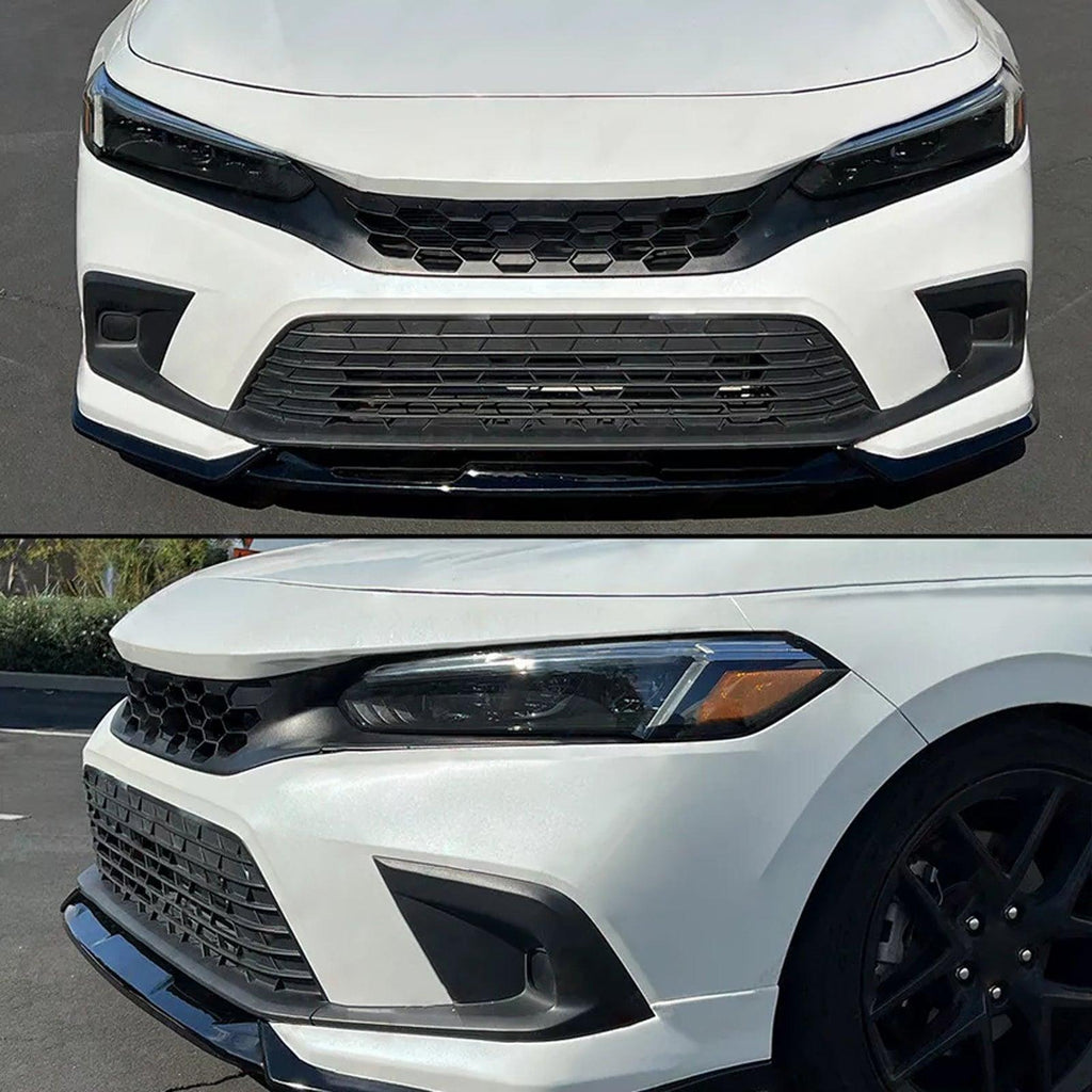 NINTE For 2022 - 2024 Honda Civic 11th Front Lip GF Bodykit BF Bodykits Pearl White Black Front Bumper Lip Kit - NINTE