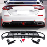 NINTE Rear Bumper Lip For 2022-2025 11th Gen Honda Civic Hatchback Rear Diffuser Gloss Black