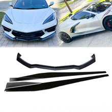 Cargar imagen en el visor de la galería, NINTE For 2020 - 2024 Chevy Corvette C8 Front Lip Side Skirts Gloss Black Bottom Line Style Lips - NINTE
