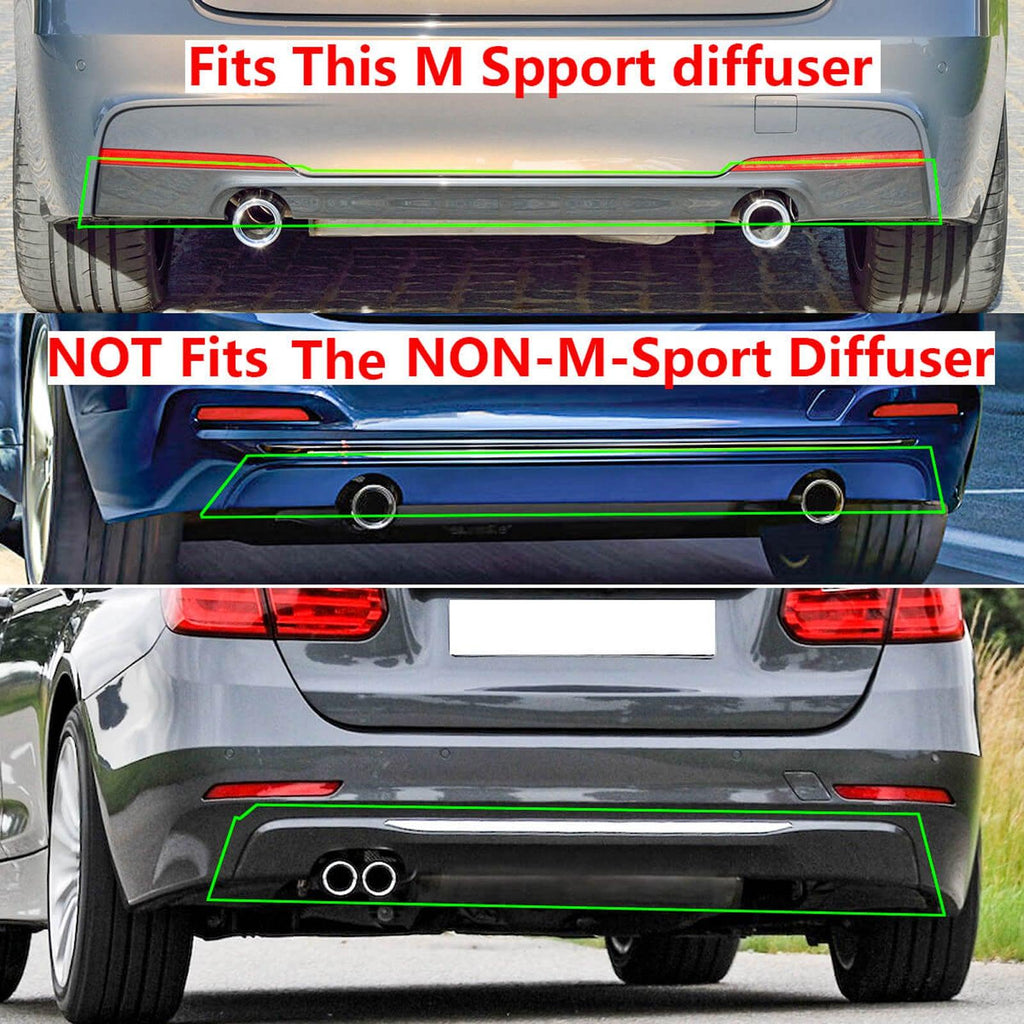 NINTE For 2012 - 2018 BMW 3 Series F30 M Sport Rear Diffuser Lower Bumper Diffuser Rear Lip Spoiler - NINTE