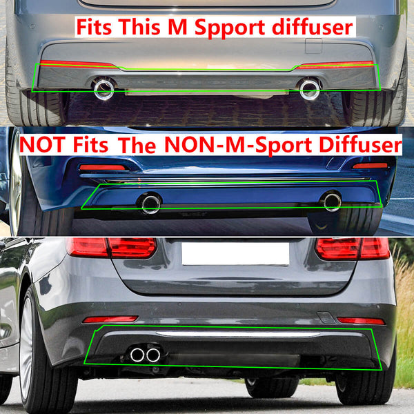 Lower Rear Bumper Diffuser Lip For BMW F30 3 Series M Sport – 2012-2018, Painted Black