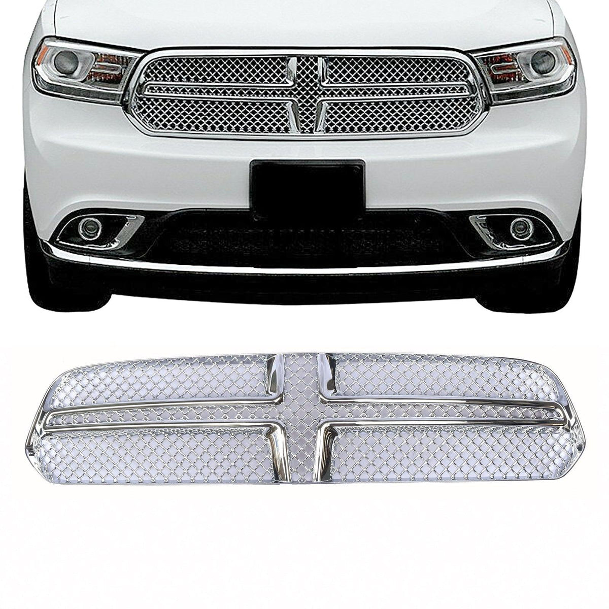 NINTE For 20142020 Dodge Durango Grille Overlay Chrome Mesh Main Grill