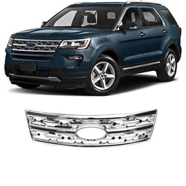 NINTE for 2018 - 2019 Ford Explorer Grill Cover Hood Front Grille Overlay ABS Chrome or Gloss Black - NINTE